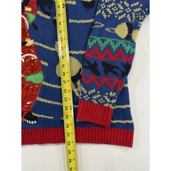 Celebrate Together Ugly Christmas Sweater L Santa Astronaut Novelty Galaxy Space - Picture 4 of 7